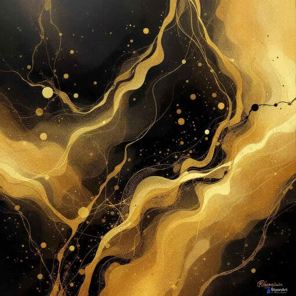 Artă Abstractă Lux – Gold & Black