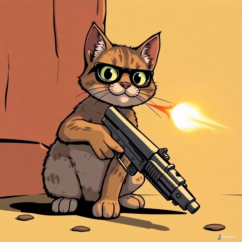 cat with gun