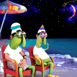 caricatura 2 indragostiti pe o plaja in dubai