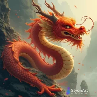 Un chinez pe un dragon in cer