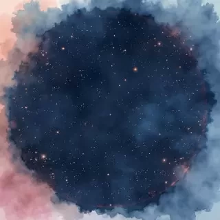 A luxurious celestial watercolor background, soft pastel shades blending into deep midnight blue and hints of rose gold. Gentle star dust effect, smooth gradients, romantic and ethereal, center faded for overlaying a round black star map. No heavy textures, clean aesthetic, high resolution for premium print, perfect for special personalized gifts.
