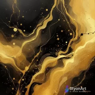 Artă Abstractă Lux – Gold & Black