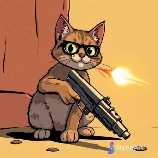 cat with gun