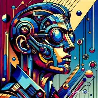 Portret Pop Art cu Elemente Futuriste