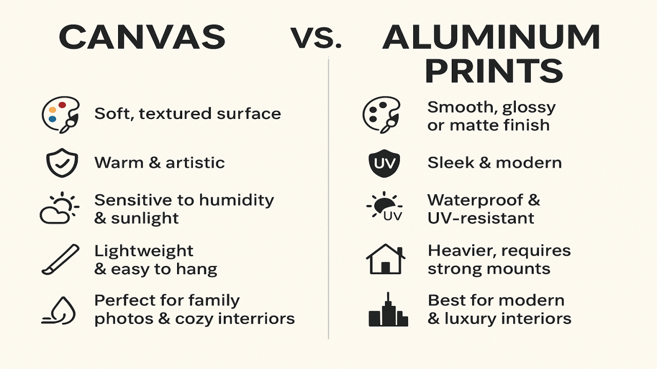 Canvas vs. Aluminum Prints: Which Wall Art is Right for You?